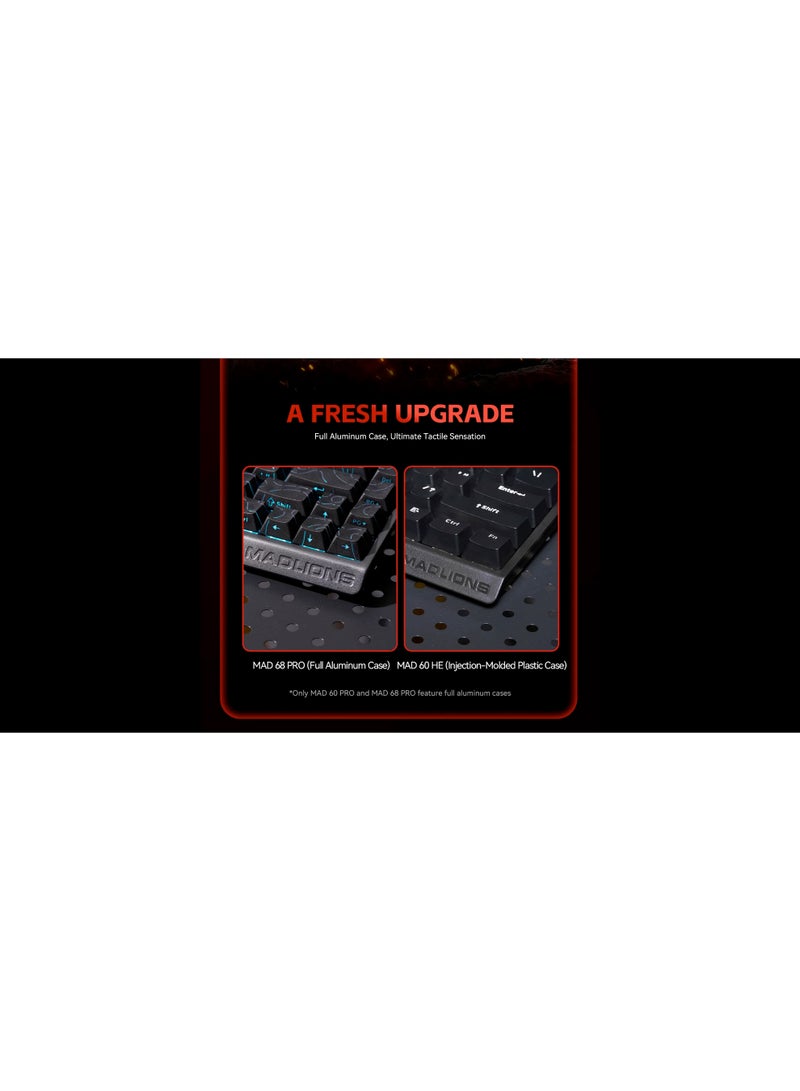 MADLIONS MAD68 PRO Aluminum Hall Effect Keyboard Switch Magnetic Silver Esport Black - Image 2